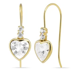 hjärteörhängen i 9 karat guld med zirkon - Gold Collection