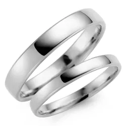 4 och 3 mm vigselsringar i 9 karat vitguld - set