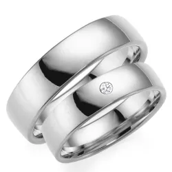 5 mm vigselsringar i 9 karat vitguld 0,03 ct - set