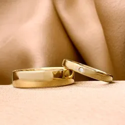 6 och 3 mm vigselsringar i 9 karat guld 0,02 ct - set