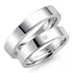 5 mm vigselsringar i 9 karat vitguld 0,03 ct - set