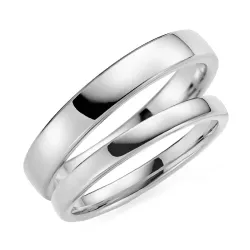 4 och 3 mm vigselsringar i 9 karat vitguld - set