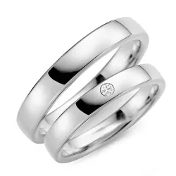 4 mm diamant vigselsringar i 9 karat vitguld - set