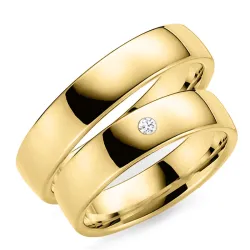 5 mm vigselsringar i 9 karat guld 0,03 ct - set
