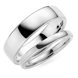 6 och 3 mm vigselsringar i 9 karat vitguld - set
