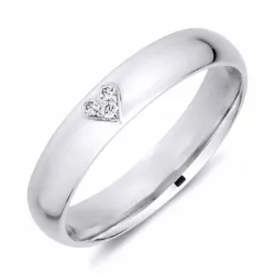 4 mm hjärta diamant vigselsring i 9 karat vitguld 0,01 ct