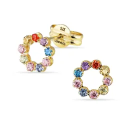 multifärgade örhängen i 9 karat guld med zirkon - Gold Collection