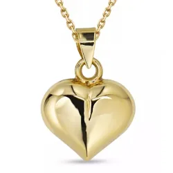 hjärta halsband i förgyllt silver med hängen i 9 karat guld - Amoré