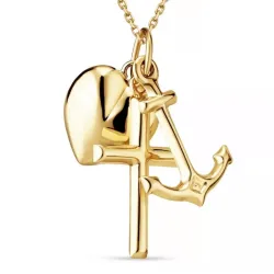 tro-hopp-kärlek halsband i förgyllt silver med hängen i 9 karat guld - Amoré