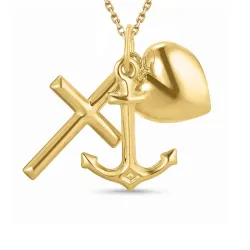 tro-hopp-kärlek halsband i förgyllt silver med hängen i 9 karat guld - Amoré