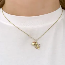tro-hopp-kärlek halsband i förgyllt silver med hängen i 9 karat guld - Amoré