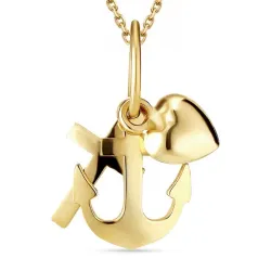 tro-hopp-kärlek halsband i förgyllt silver med hängen i 9 karat guld - Amoré