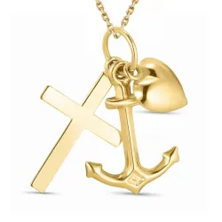 tro-hopp-kärlek halsband i förgyllt silver med hängen i 9 karat guld - Amoré