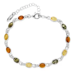 multifärgat bärnsten armband i silver