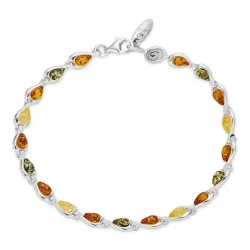 multifärgat bärnsten armband i silver