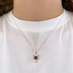 Hjärta ängel bärnsten hängen i silver