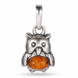 fågel bärnsten hängen i silver