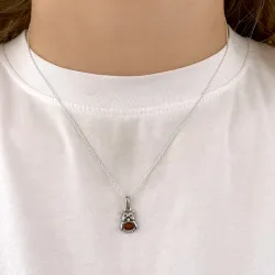 fågel bärnsten hängen i silver