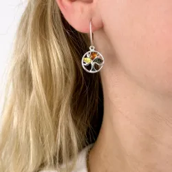 livets träd multifärgade bärnsten örhängen i silver