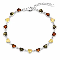 hjärta bärnsten armband i silver
