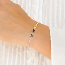 hjärta bärnsten armband i silver