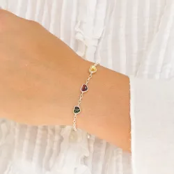 hjärta bärnsten armband i silver