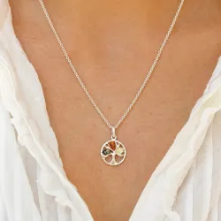 livets träd multifärgat bärnsten hängen i silver