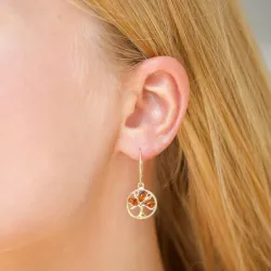 livets träd bärnsten örhängen i förgyllt silver