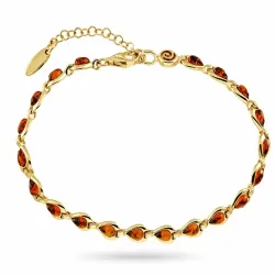 cognac färgad bärnsten armband i förgyllt silver