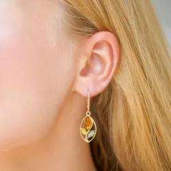 blommor multifärgade bärnsten örhängen i förgyllt silver