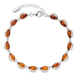 elegant bärnsten armband i silver