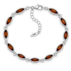 cognac färgad bärnsten armband i silver
