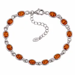 cognac färgad bärnsten fotlänk  i silver