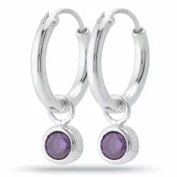 14,5 mm lila zirkon creol i silver