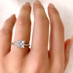 Fyrkantigt zirkon fingerringar i silver
