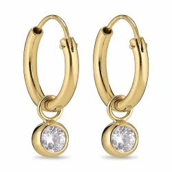 runda vita zirkon örhängen i förgyllt silver