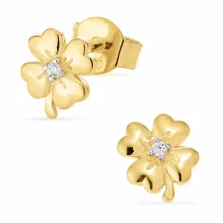 fyrklöver örhängestift i förgyllt silver