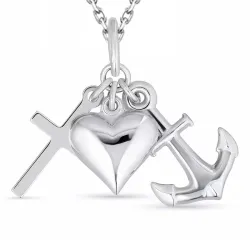 tro-hopp-kärlek halsband i silver med hängen i silver - Amoré