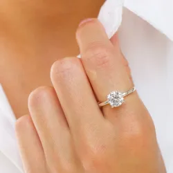 zirkon solitärring i silver