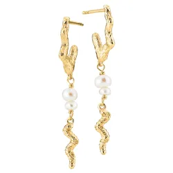 Sistie Universe långa pärla örhängen i förgyllt silver