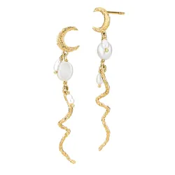 Sistie Rosa måne pärla örhängen i förgyllt silver