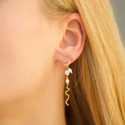 Sistie Rosa måne pärla örhängen i förgyllt silver