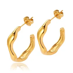 Sistie2ND Wavy creol i förgyllt stål