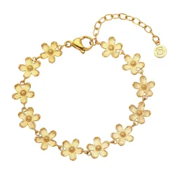 Sistie2ND Camelia blomma armband i förgyllt stål