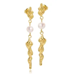 Sistie2ND Freja pärla kedja örhängen i förgyllt stål