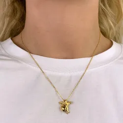 hjärta ängel hängen i förgyllt silver