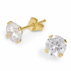 7 mm zirkon örhängestift i förgyllt silver
