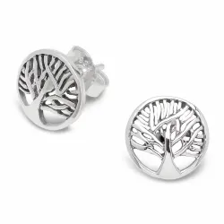 8 mm livets träd örhängestift i oxiderat sterlingsilver