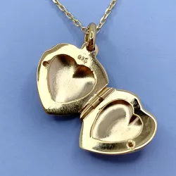 16 mm hjärta medaljong i förgyllt silver