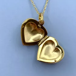 17 mm hjärta medaljong i förgyllt silver